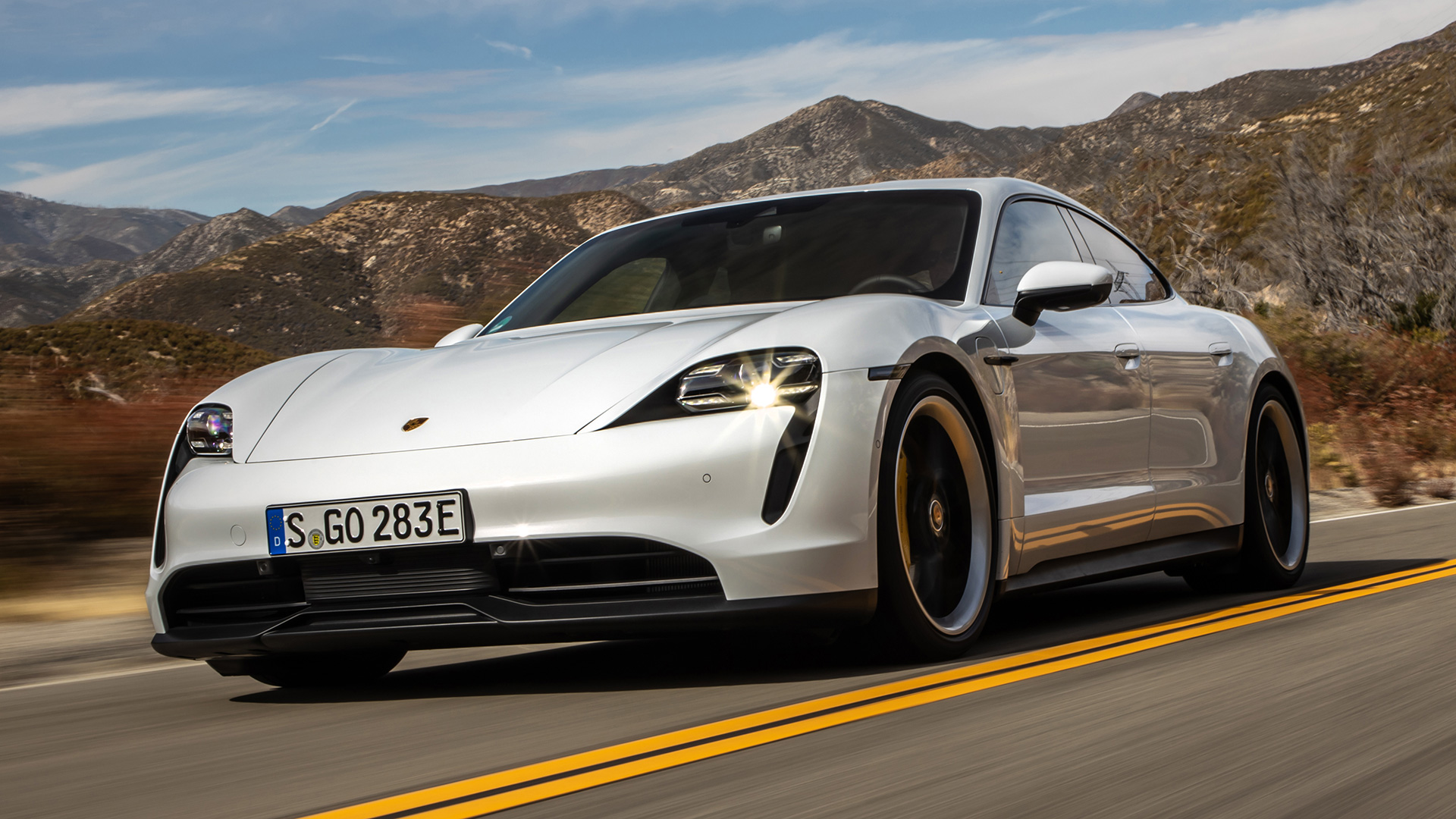 Porsche Taycan driving