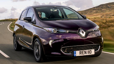 Purple Renault ZOE driving
