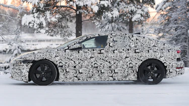 Audi A6 e-tron spy picture side snow