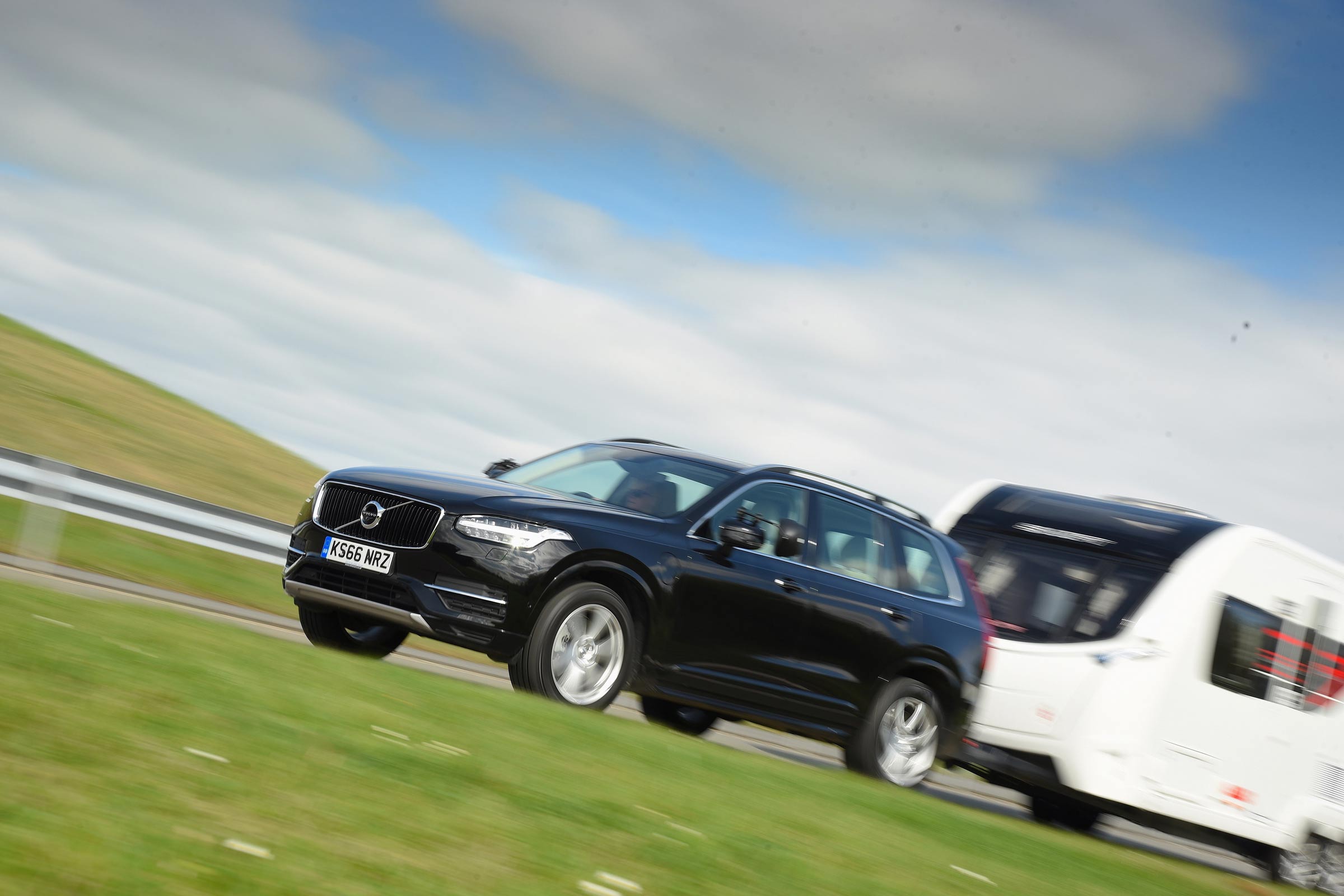 Volvo towing a caravan