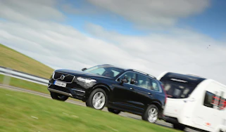 Volvo towing a caravan