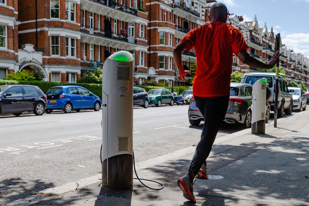Charge Point at 30 Prince of Wales Drive, Battersea, London, London. London, June 21 2019. 