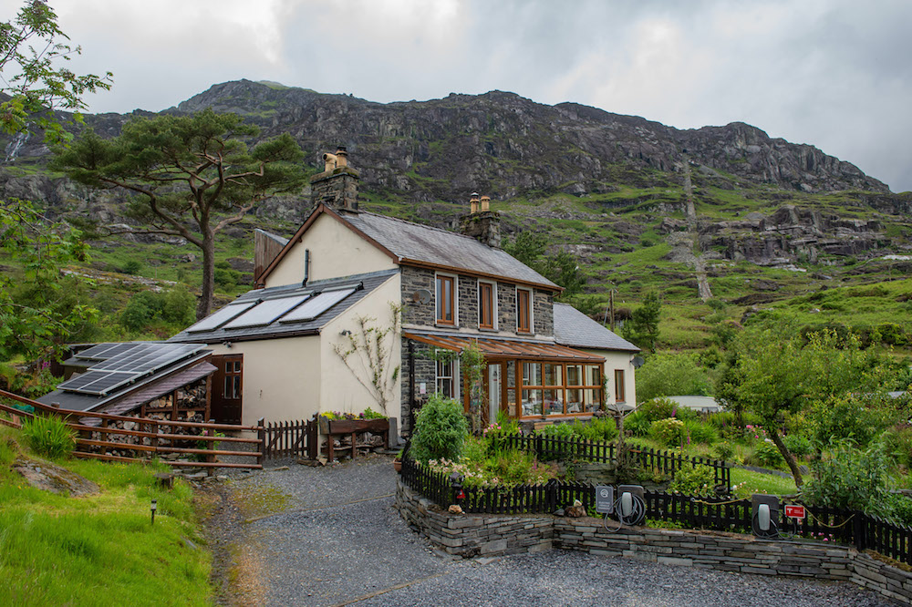 72 POINT LTDElectric car charging points at Bryn Elltyd Eco Guesthouse, Blaenau Ffestiniog, Wales, 17.6.2019