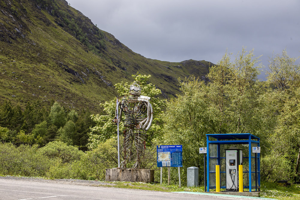 H+K are collaborating with Go Ultra Low, the joint industry and government campaign to promote the uptake of electric cars, pictured at Glencoe Mountain Sports, West Highland Way, Kingshouse,