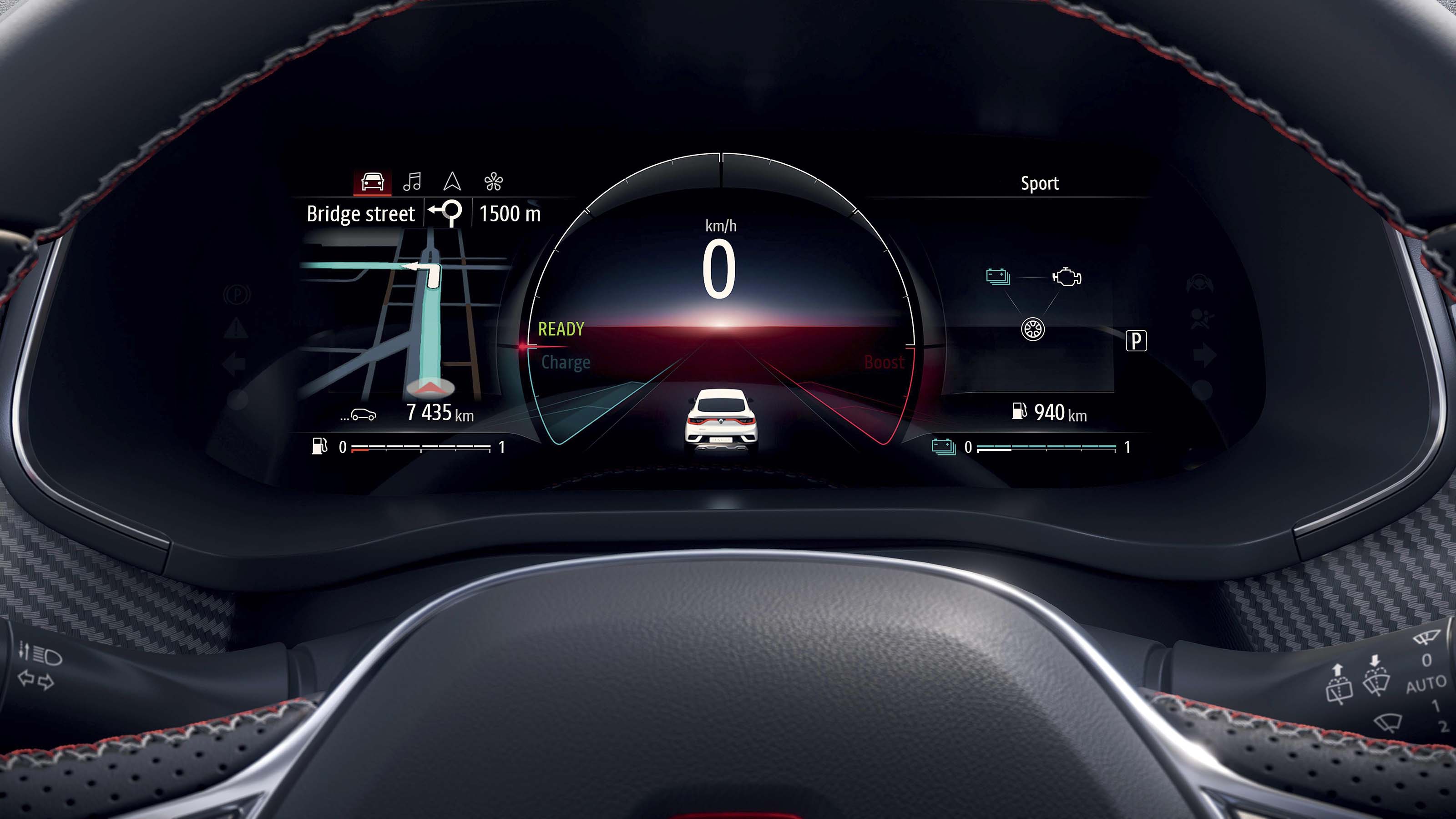 VERSION RS LINE - TABLEAU DE BORD MULTI-SENSE MODE SPORT - VEHICULE A L'ARRET- REPLICATION NAVIGATION