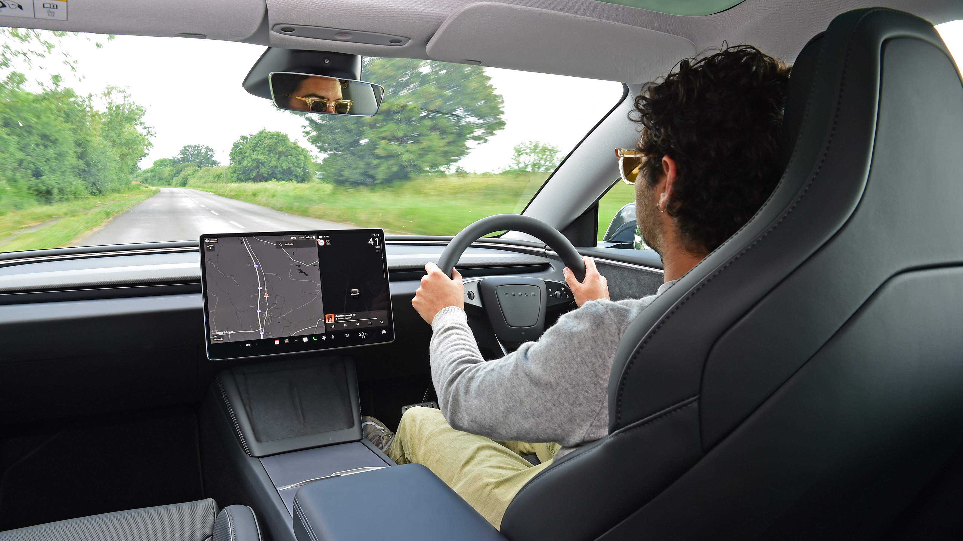 Jordan Katsianis driving the Tesla Model 3 Performance