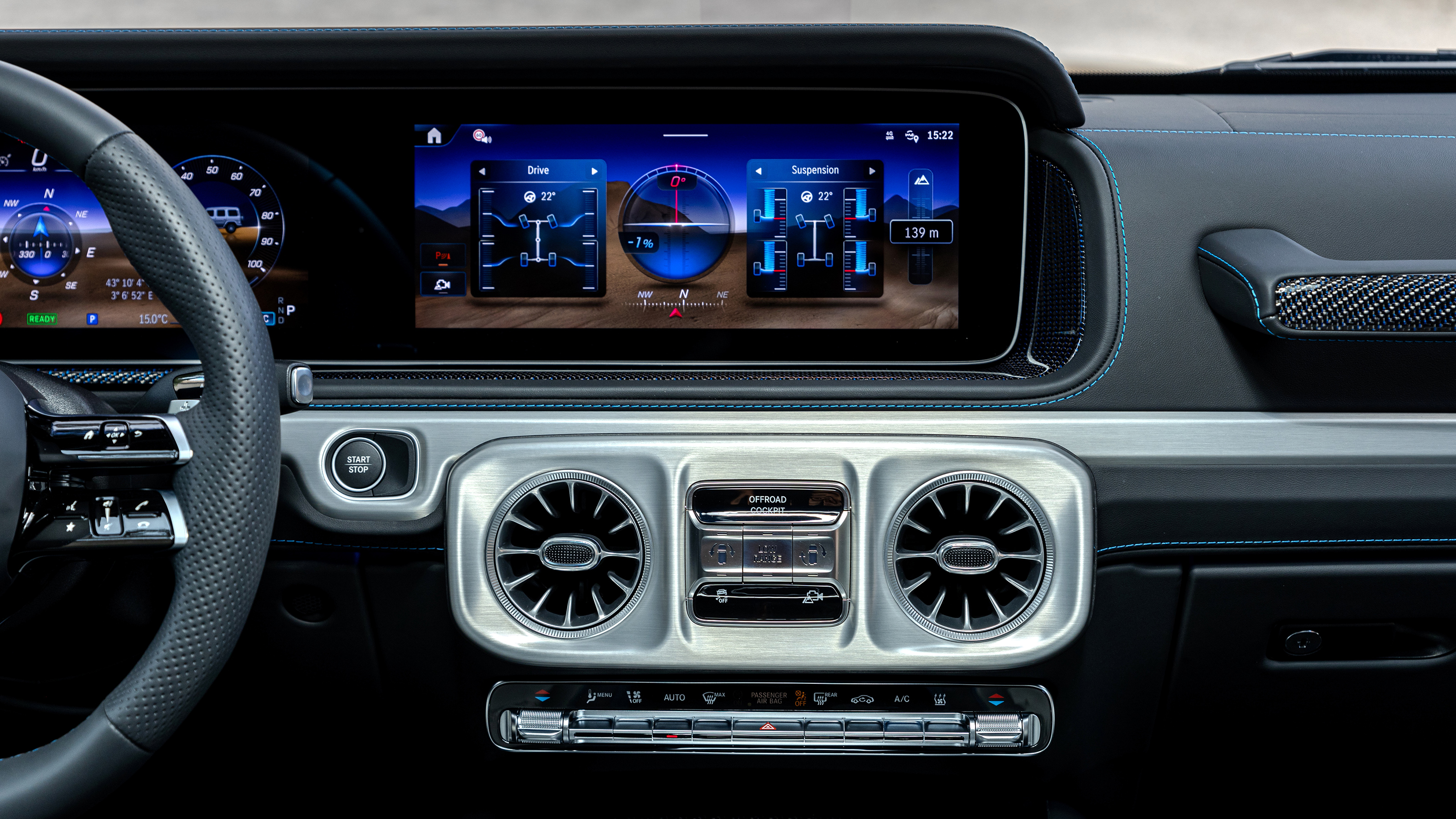 Mercedes G 580 - centre console and infotainment screen