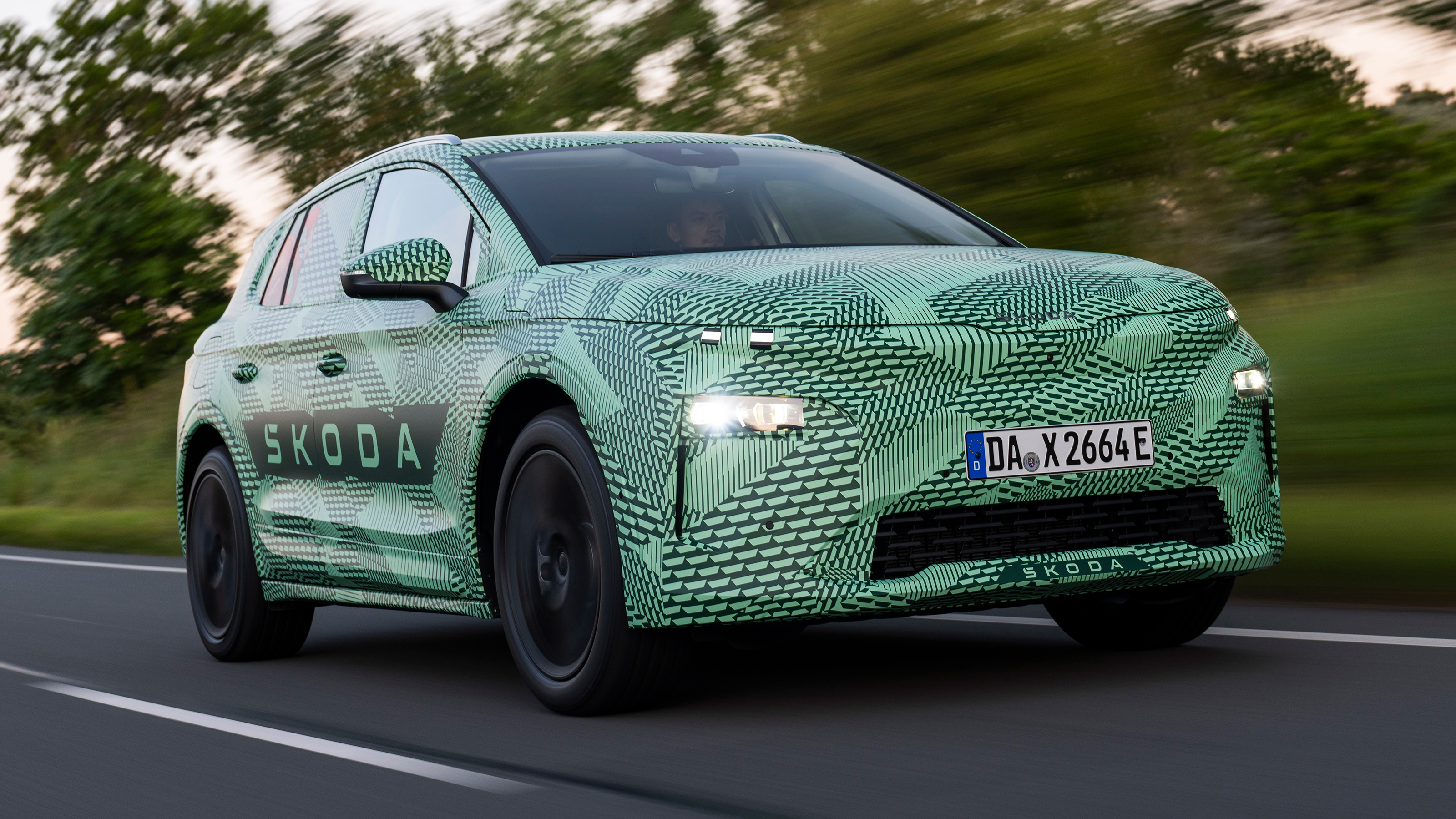 Skoda Elroq prototype (camouflaged) - front tracking