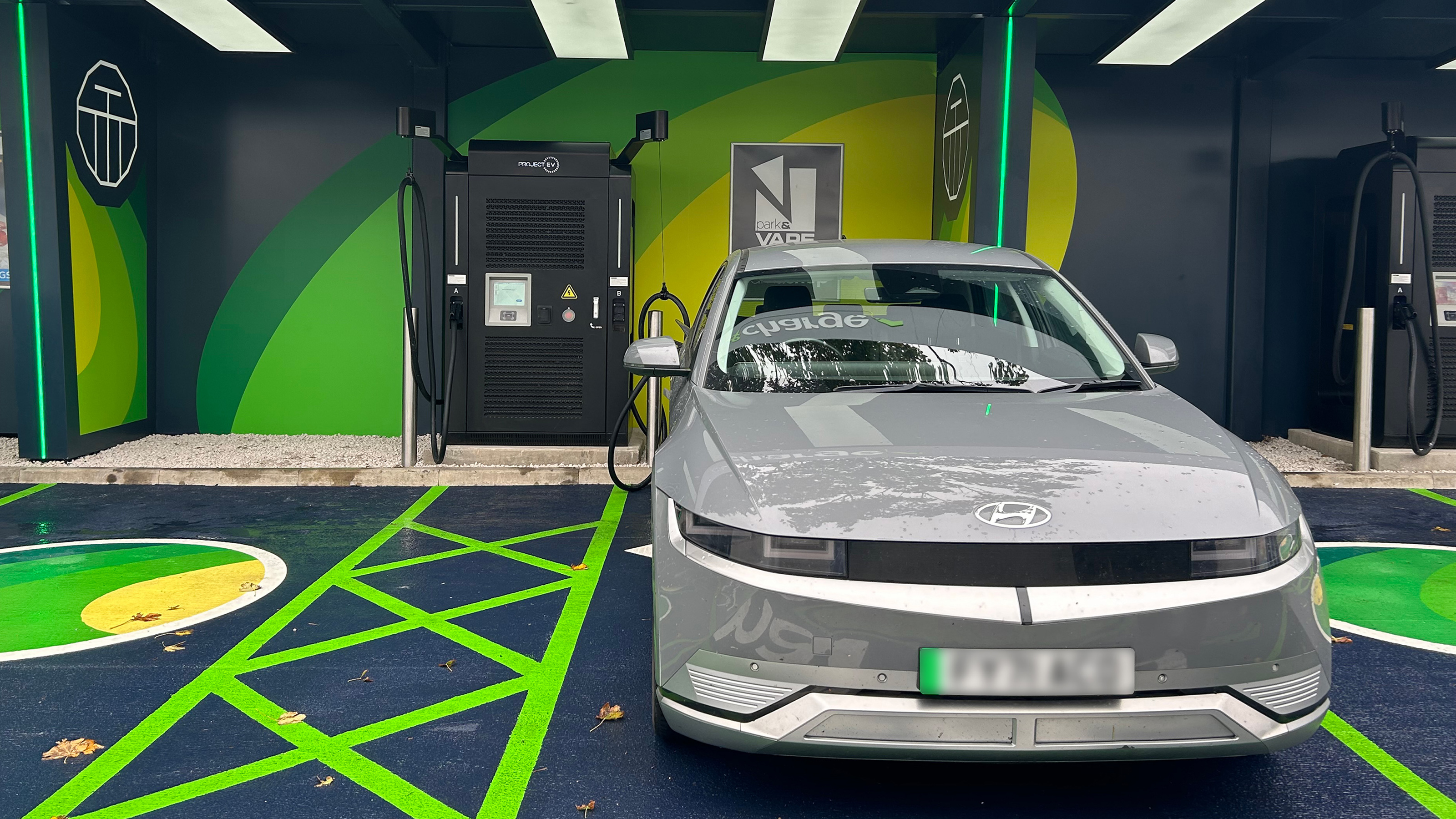Hyundai Ioniq 5 connected to Park Garages' hyper-rapid charger